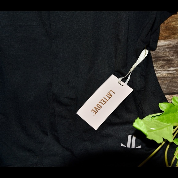 Lattelove Quality Oversized Boxy Black T Shirt size Large NWT - Picture 2 of 6